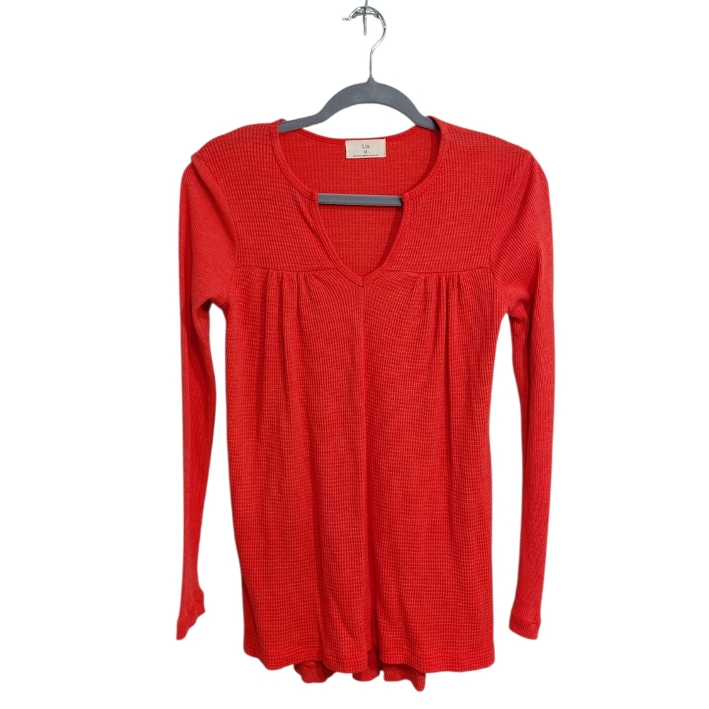 T.La Red Long Sleeve V-Neck Thermal Tunic